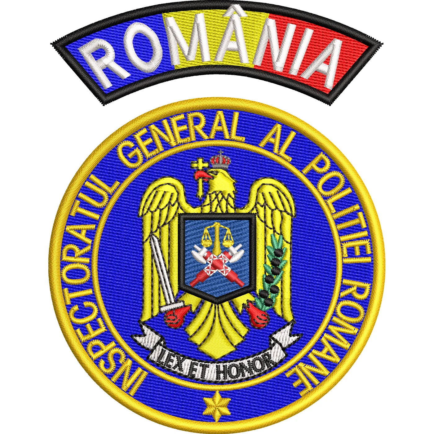Emblema INSPECTORATUL GENERAL AL POLITIEI ROMANE + EMBLEMA ROMANIA TRICOLOR ( IGPR )
